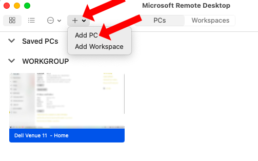 Add a PC to Remote Desktop