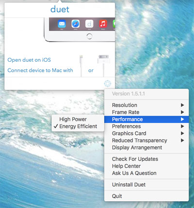 Duet Display settings