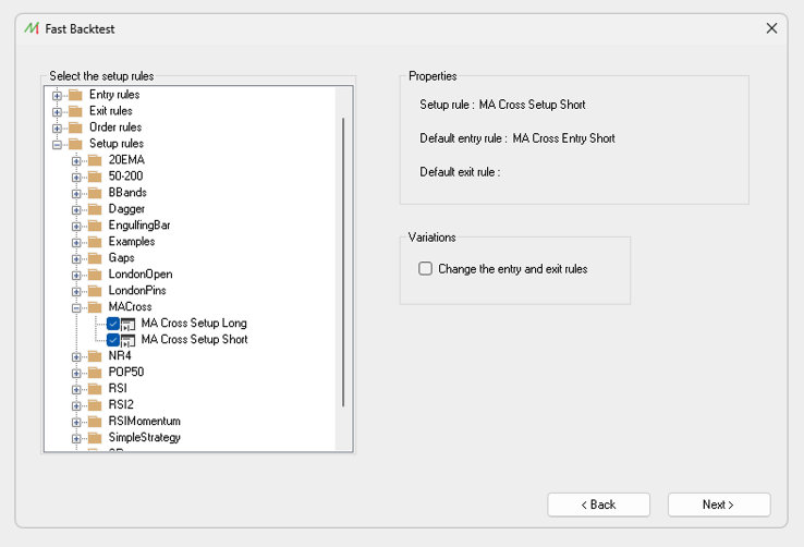 Fast backtest step 3