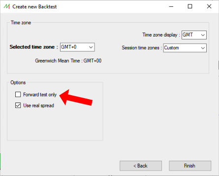 Forward test mode in backtesting