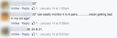 Facebook comments about monitor size