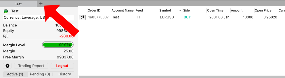 New trading account in Traders Gym