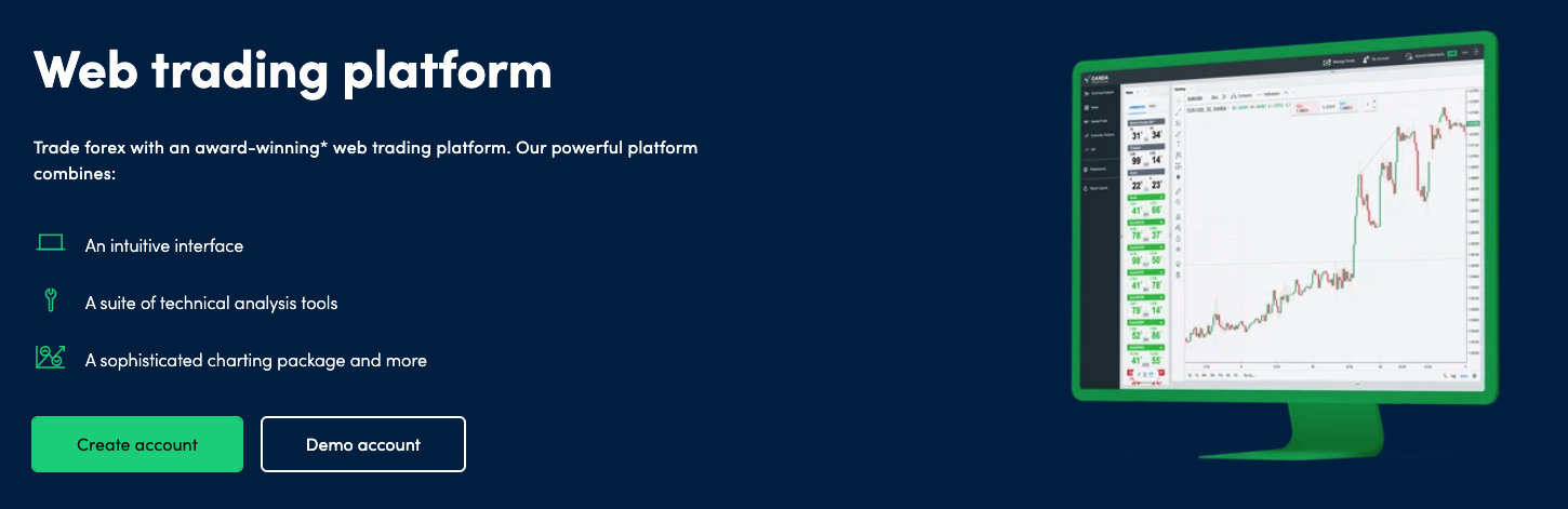 Oanda web platform