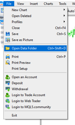 Open data folder