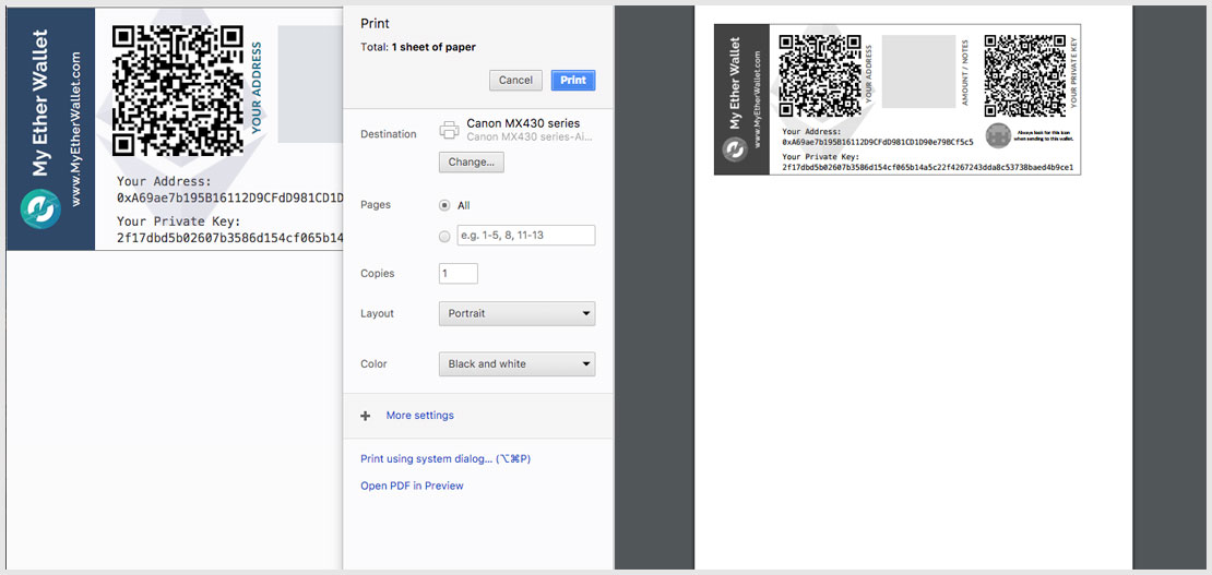 Print wallet