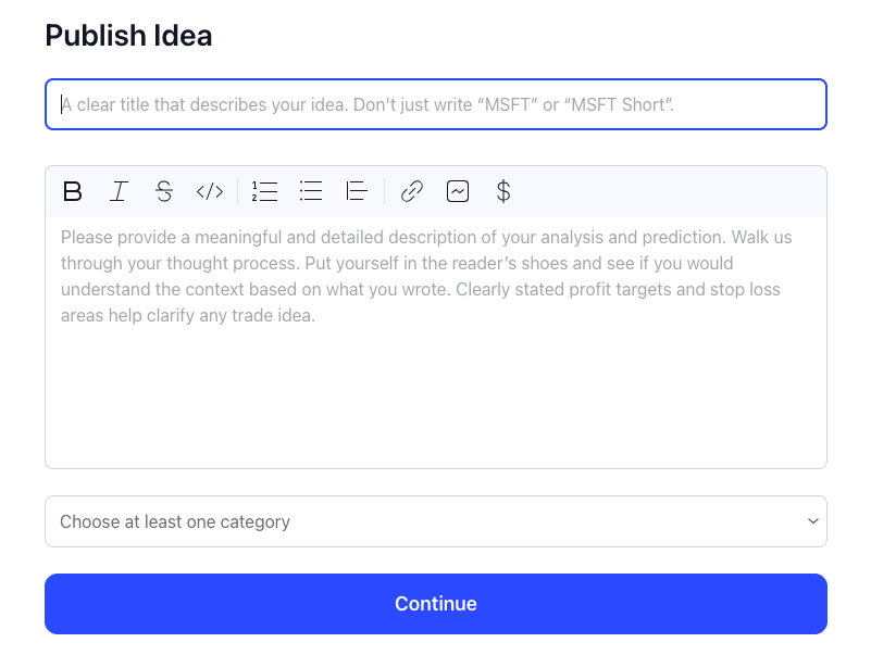 Publish TradingView idea