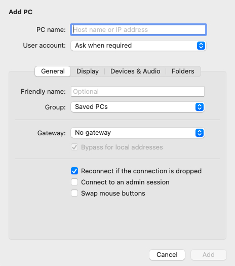 Remote desktop setup on Mac