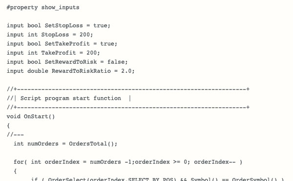 Sample MT4 code