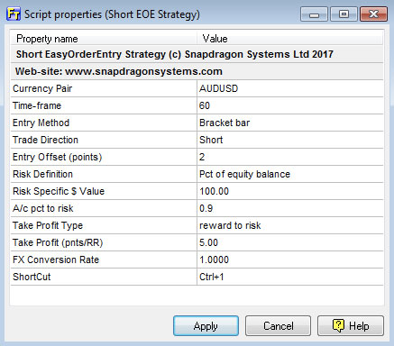 Forex Tester script settings