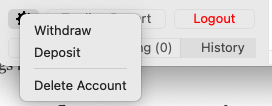Settings button ThinkTrader