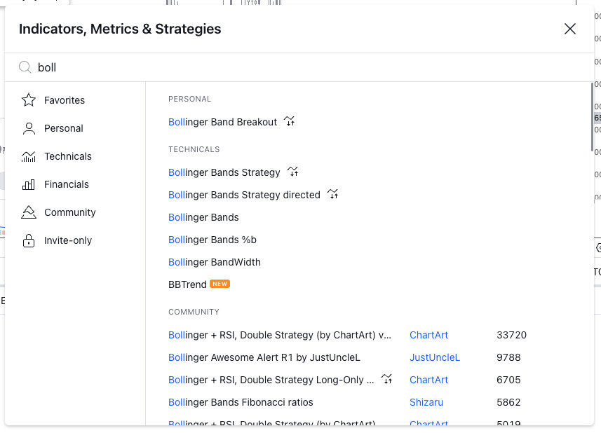 Strategies list in TradingView