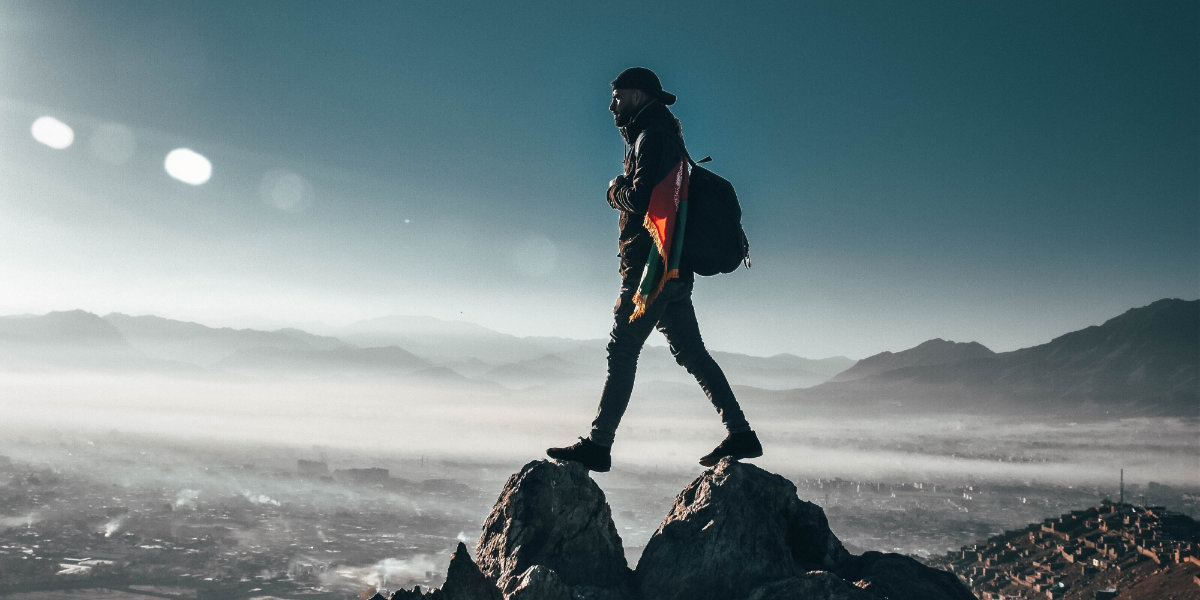 Trader on mountain