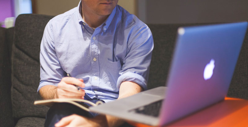Trader at computer
