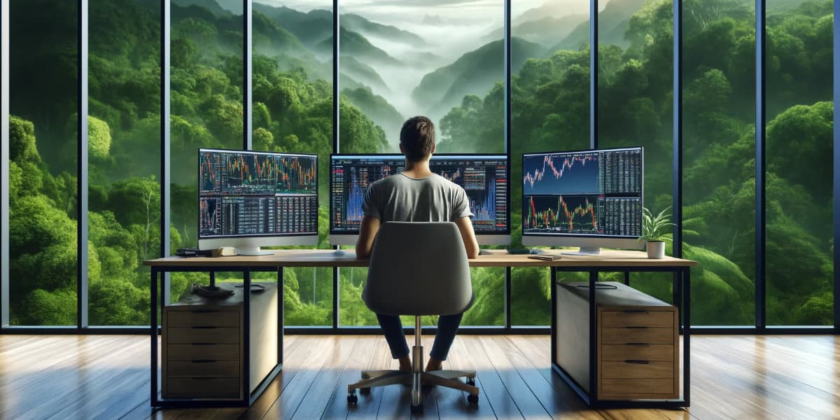 Trader backtesting at computer