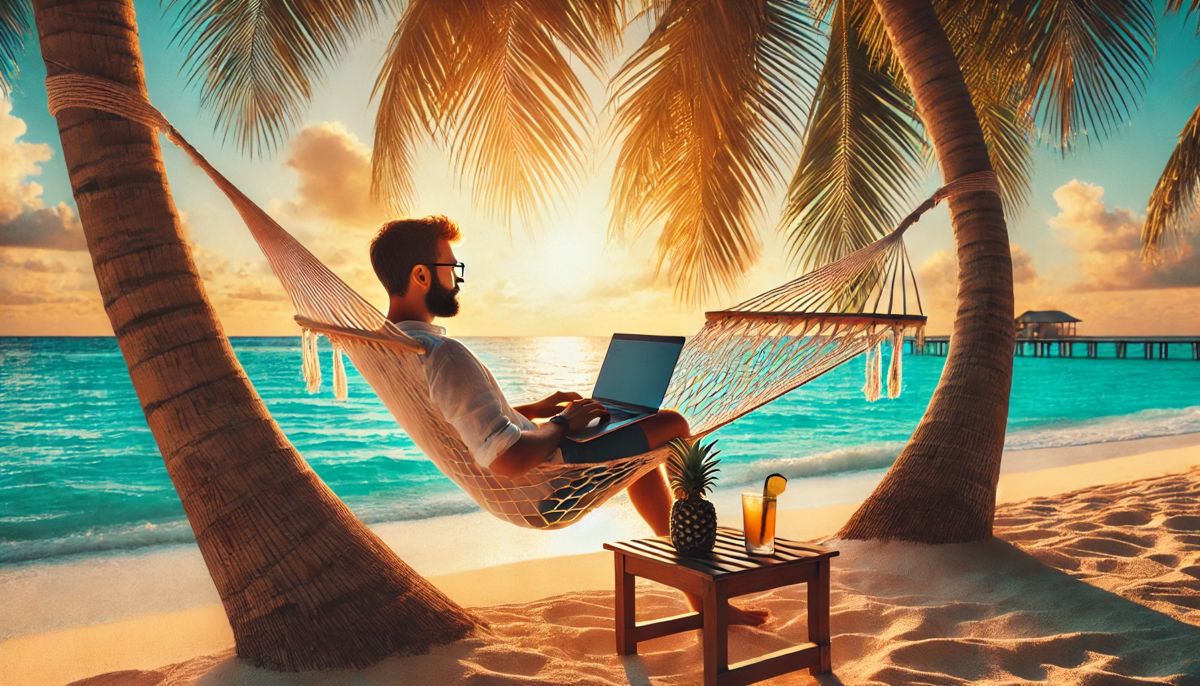 Trader at beach