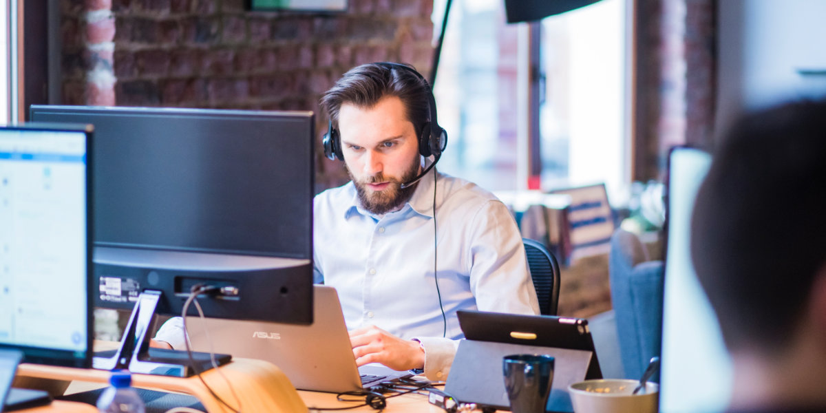 Trader with a headset