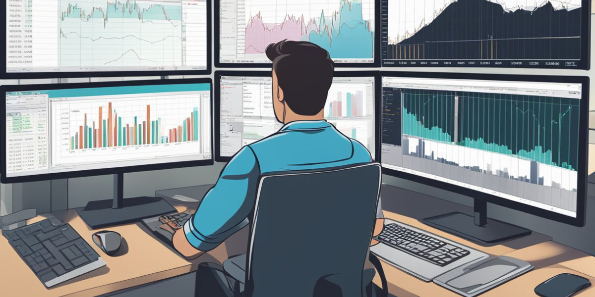 Trader with multiple screens