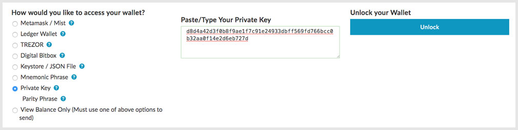 Unlock paper wallet