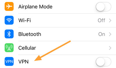 VPN switch on iPhone
