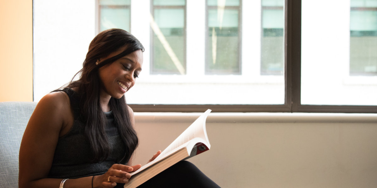 Woman reading book