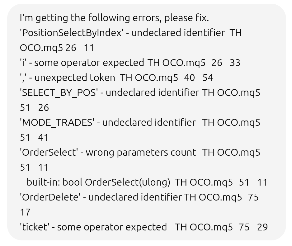 Telling ChatGPT to fix compile errors