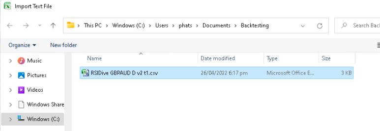 Find CSV file