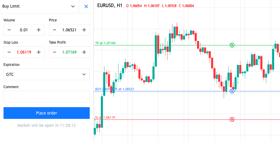Stop loss lines on MT5 Web