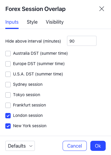 Settings for indicator